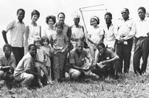 Members of the National Spiritual Assembly of the DRC with other members of the Bahá’í community in April 1971.