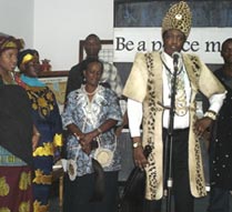 Chief Matange (second from right) and members of other religious groups at the International Day of Peace gathering organized by the Bahá’í community of Tanzania, 2005.