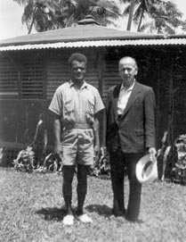 Joseph Dobbins (left), one of the first Bahá’ís of Vanuatu, 1954.